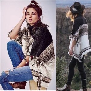 Free People Labyrinth Stripe Colorblock Poncho